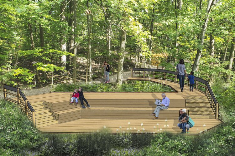 Nature Center at Shaker Lakes - Stearns Trail Reconstruction - Mini Marsh Deck rendering